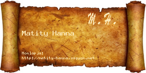 Matity Hanna névjegykártya